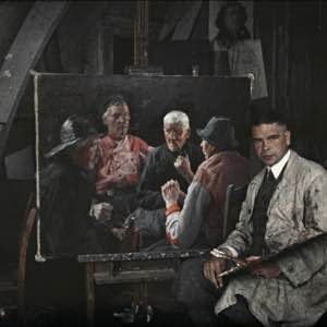 Le peintre Georg Hering dans son atelier, Volendam (Pays-Bas), 2 septembre 1929, autochrome de Stéphane Passet (collection Albert-Kahn) #photograph #autochrome #painting #dutch #painting #albertkahn